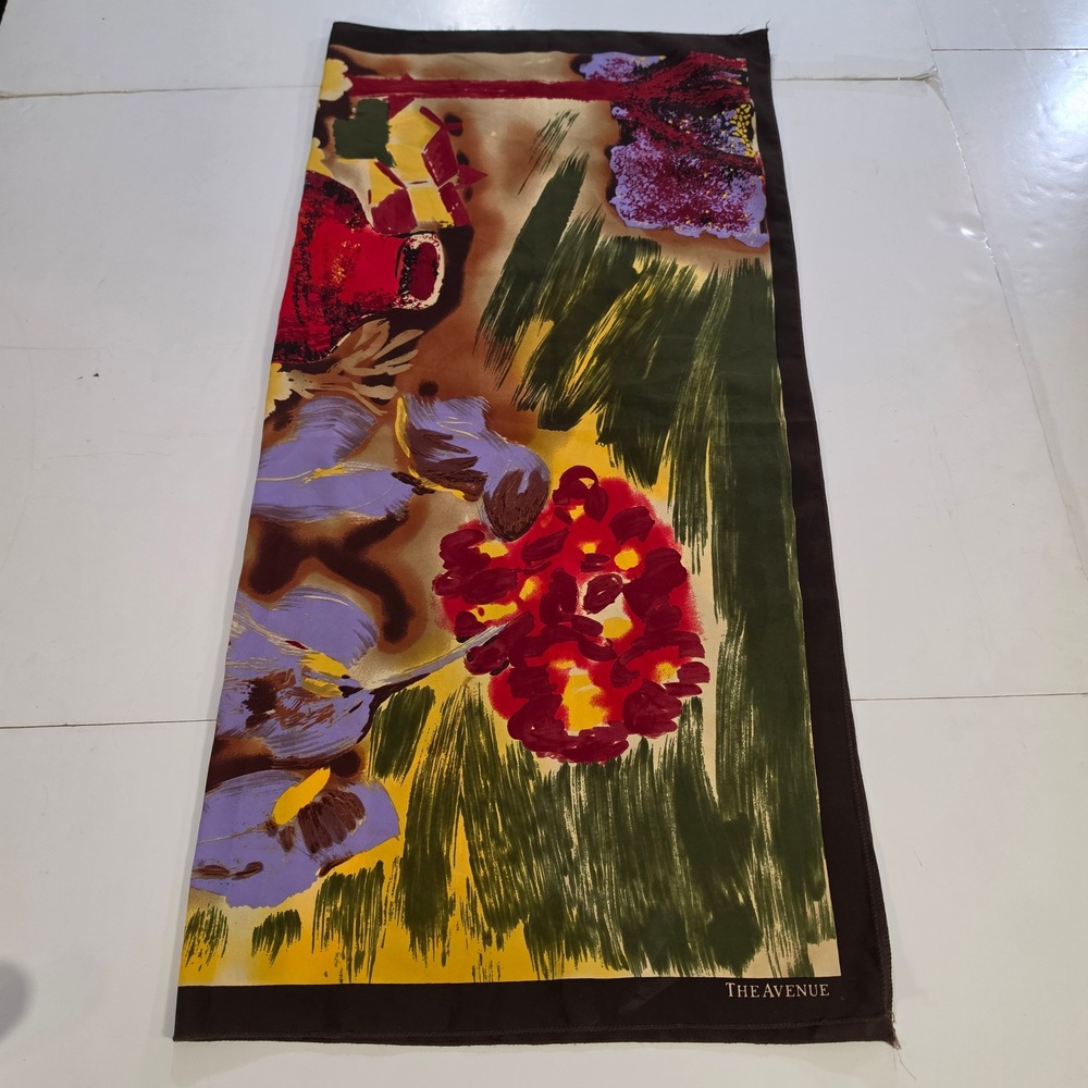 Vtg The Avenue Square Scarf Still Life Floral Fruit Art PrintAbstract 34x34